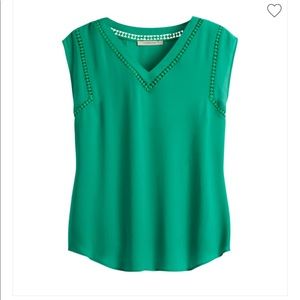 Green Crochet Detail Blouse